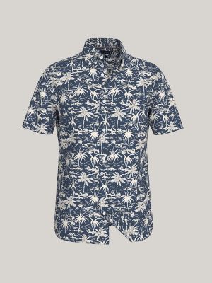 Regular Fit Palm Poplin Shirt, Aegean Sea