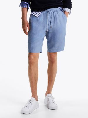 Relaxed Tapered Linen Short, Brisk Blue