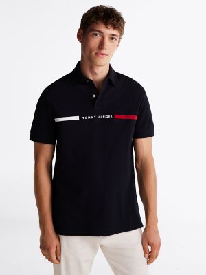 Regular Fit Embroidered Stripe Polo, Navy