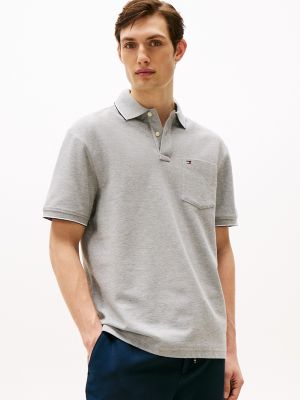 Classic Fit Pocket Polo, Light Grey Heather