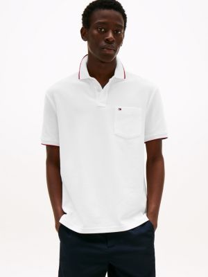 Classic Fit Pocket Polo, White