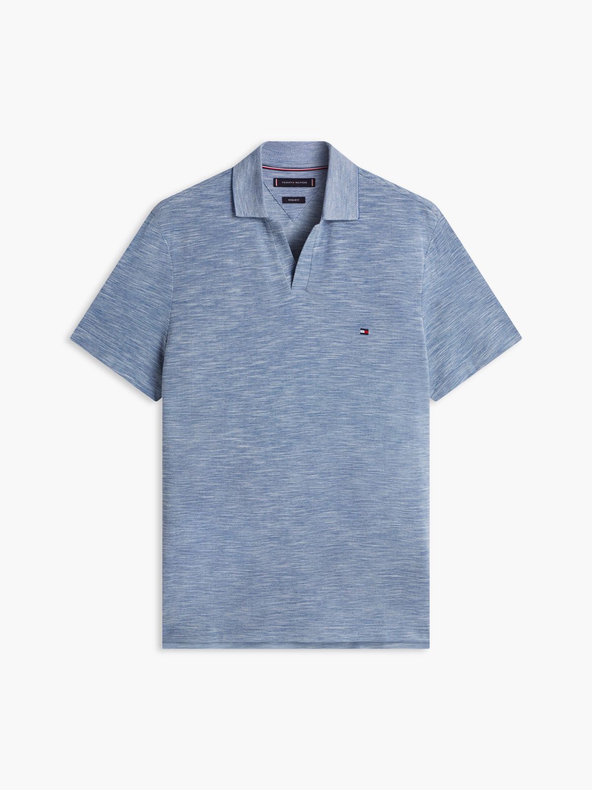 Regular Fit Textured Oxford Slub Polo — Blue