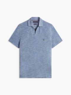 Regular Fit Textured Oxford Slub Polo — Blue 5