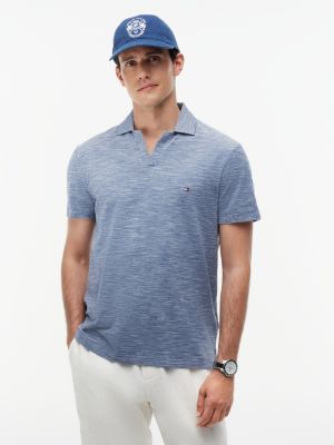 Regular Fit Textured Oxford Slub Polo, Blue