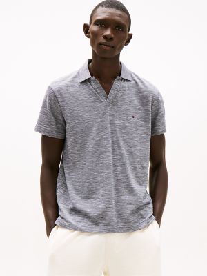 Regular Fit Textured Oxford Slub Polo, Navy/White