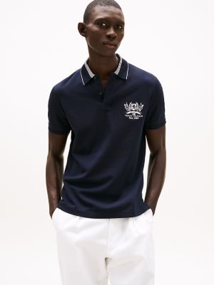 Regular Fit Embroidered Crest Polo, Navy