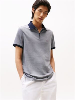 Regular Fit Zip Placket Tech Polo, Navy