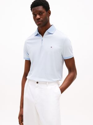 Regular Fit Zip Placket Tech Polo, Breezy Blue