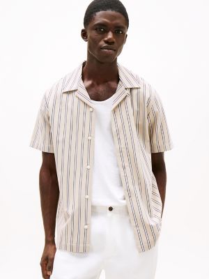 Regular Fit Knit Stripe Shirt, Sandalwood Stripe
