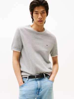 Tipped T-Shirt Sweater, Light Grey Heather