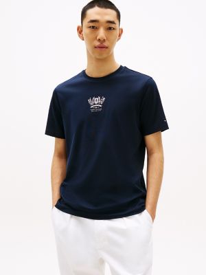 Embroidered Crest Logo T-Shirt, Navy