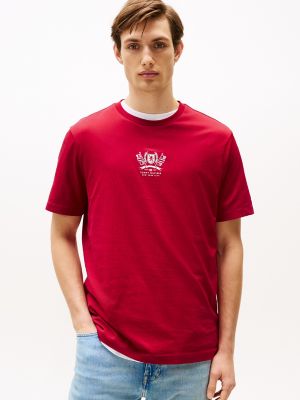 Embroidered Crest Logo T-Shirt, Medium Red