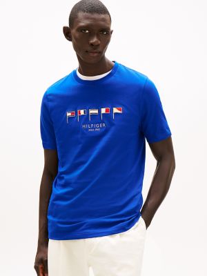 Embroidered Nautical Flag T-Shirt, Wedge Blue