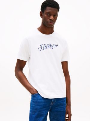 Embroidered Hilfiger Logo T-Shirt, White