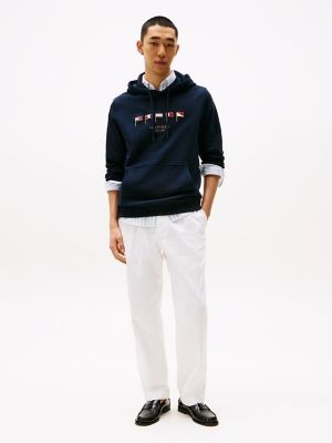 Embroidered Nautical Flag Hoodie, Navy