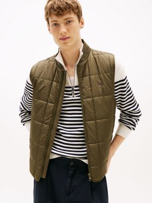 Water-Repellent Quilted Vest, Army Green