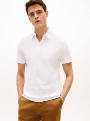 New York Label Regular Fit Jacquard Polo, White