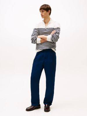 Tapered Fit Herringbone Chino, Dark Blue