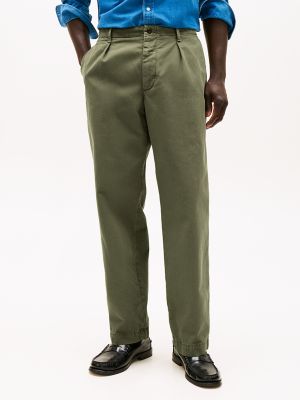 Tapered Fit Herringbone Chino, Battle Green