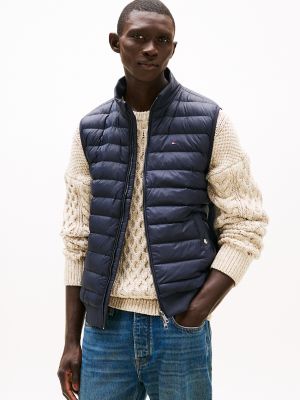 Mixed Media Puffer Vest, Navy