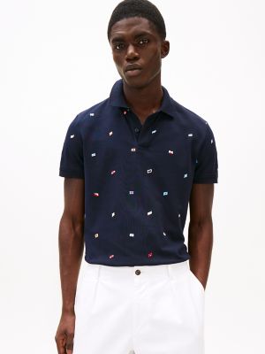 Regular Fit Allover Flag Polo, Navy