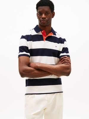 Relaxed Fit Rugby Stripe Polo, Navy/Ivory Petal