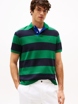 Relaxed Fit Rugby Stripe Polo, Nouveau Green/Navy