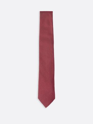 Geometric Silk Tie, Primary Red / Multi