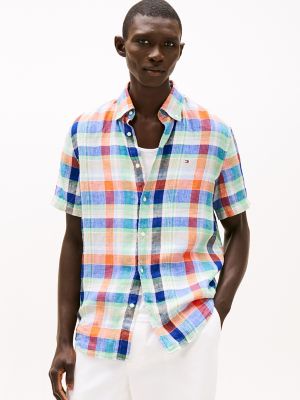 Regular Fit Linen Madras Shirt, Multicolor Check