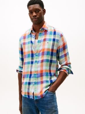 Regular Fit Linen Madras Shirt, Multicolor Check