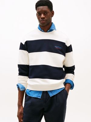 Monotype Logo Block Stripe Sweatshirt, Navy/Ivory Petal Stripe