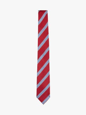Stripe Silk Tie, Primary Red / Stripe
