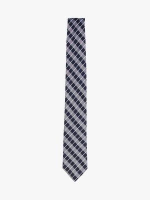 Check Silk Tie, Navy / Check