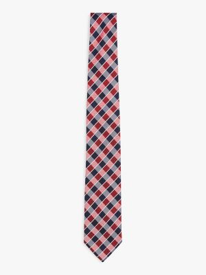 Check Silk Tie, Primary Red / Check