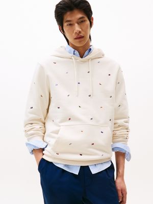 Allover Flag Hoodie, Ivory Petal
