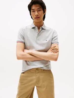 Slim Fit Smooth Cotton Interlock Polo, Light Grey Heather
