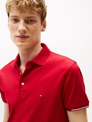 Slim Fit Smooth Cotton Interlock Polo, Medium Red