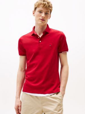 Slim Fit Smooth Cotton Interlock Polo, Medium Red