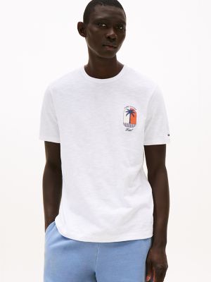 Palm Tree Logo Slub Cotton T-Shirt, White