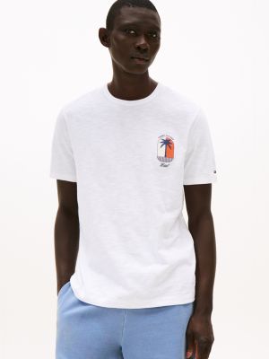 Palm Tree Logo Slub Cotton T-Shirt, White