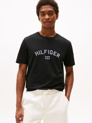 Flocked Logo T-Shirt, Black