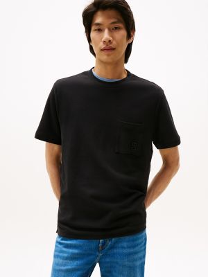 Embroidered Logo Interlock T-Shirt, Black