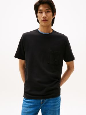 Embroidered Logo Interlock T-Shirt, Black