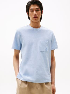 Embroidered Logo Interlock T-Shirt, Heathered Blue