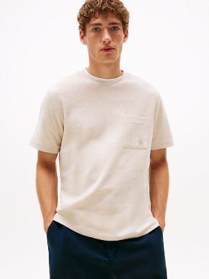 Embroidered Logo Interlock T-Shirt, Heathered Oatmilk