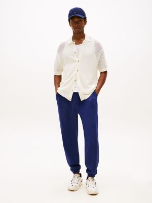 Pantalon d’exercice à logo brodé entrecroisé, bleu marine Preppy