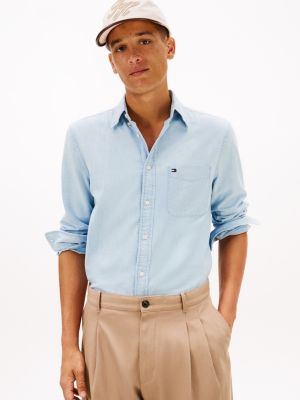 Regular Fit Chambray Pocket Shirt, Light Blue Chambray