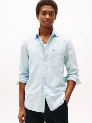 Regular Fit Chambray Pocket Shirt, Light Blue Chambray