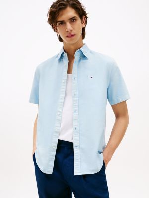 Regular Fit Short-Sleeve Oxford Shirt, Breezy Blue