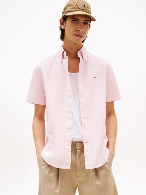 Regular Fit Short-Sleeve Oxford Shirt, Pink Lily